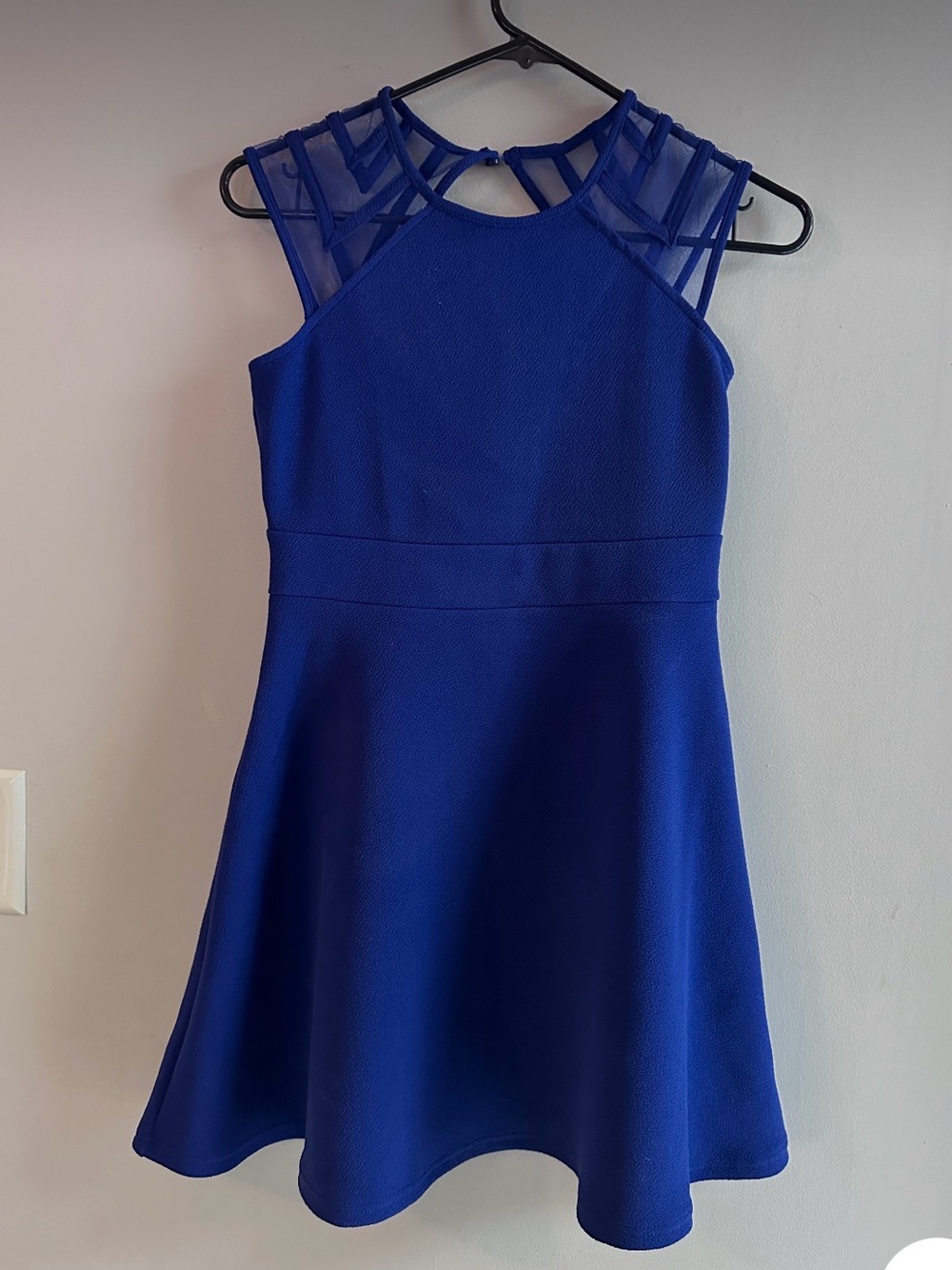 The Children's Place Cobalt Blue Fit-and-Flare Dress with Sheer Yoke